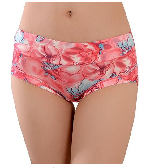 Sexy Underwear Women Flower Printed Briefs Silk Seamless Panties