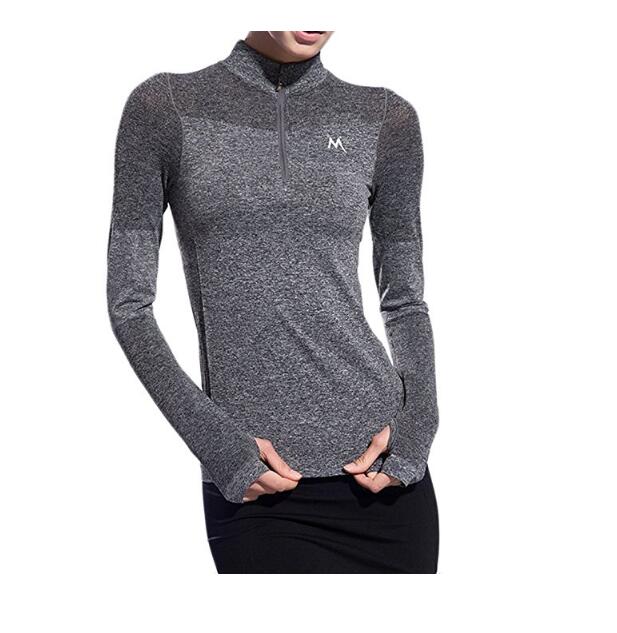 Sport Langarm-Yoga-T-Shirt Hoch Stretch Geschwindigkeit trockenes Breathable Jogging Fitness Jacke