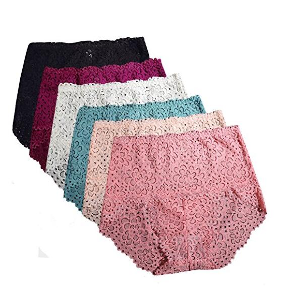 Vrouwen Bamboo Fiber hoge taille Sexy Naadloze Floral kanten ondergoed Briefs Knikers Hipsters
