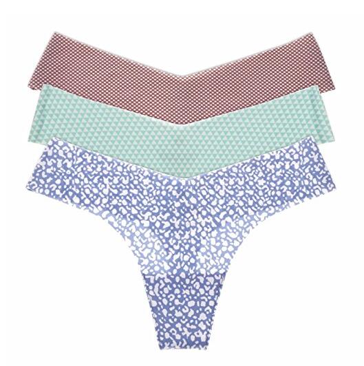Frauen 3er-Pack Sexy Printed Seamless Soft-Low Rise Thong Panty