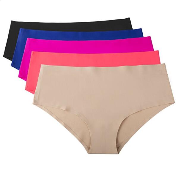 Womens 5 Packs Invisible Seamless Brief No Show Smooth Hipster Underwaer Panties
