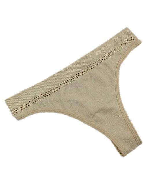 Womens Elastic simples Seamless Underwear Thong Confortável