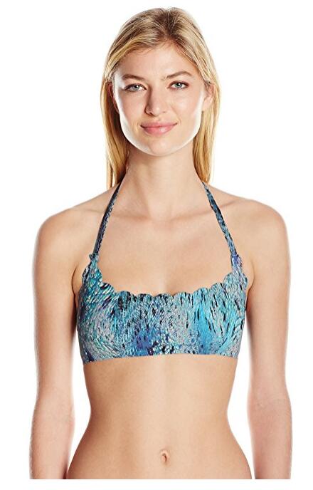 Femmes Python réversible à bleu marine transparente vague Haut de bikini