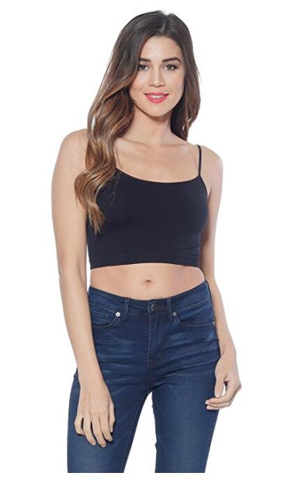 Womens Seamless Stretch Cropped Cami Tank Top