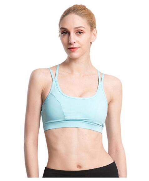 Atractiva de las mujeres con tiras Wirefree Yoga Deportes Soporte sujetador acolchado Running Entrenamiento sujetador