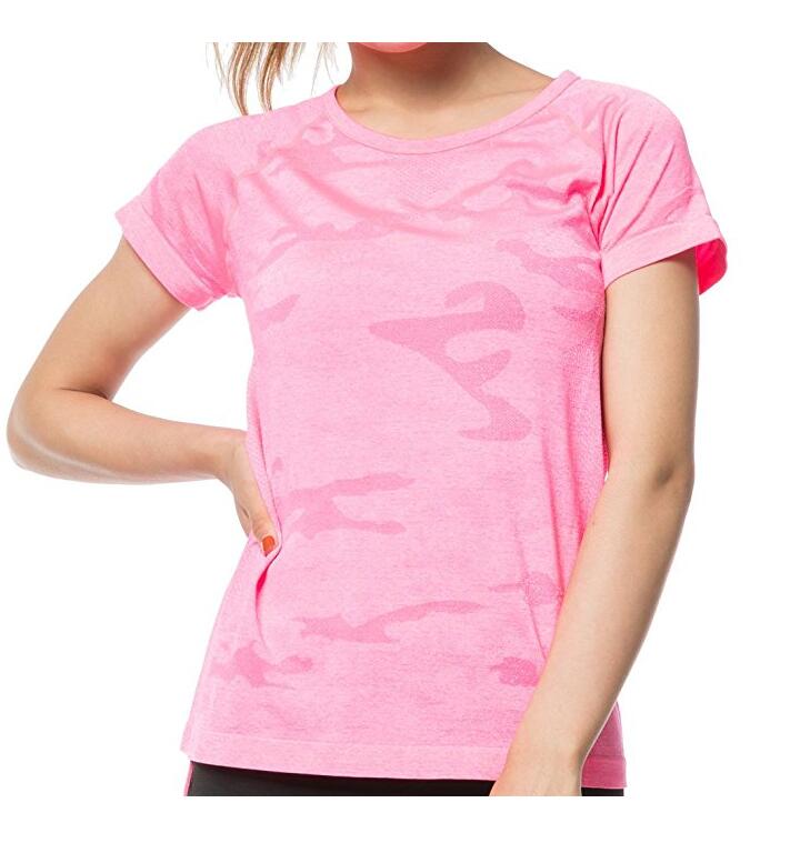 Womens Super Soft-Funktion Nahtlose im Freien Sport-Gymnastik-Run Yoga Short Sleeve Sport Sportlich Top T-Shirt Fast Dry